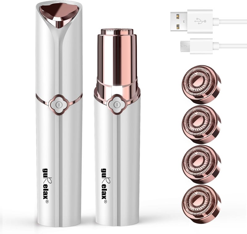 gurelax Facial Hair Removal for Women, Hair Removal Device with 4 x Replacement Heads, Facial Hair Remover for Chin, Upper Lip - Image 1